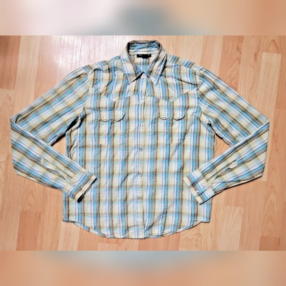 Sirens glitter woven plaid shirt